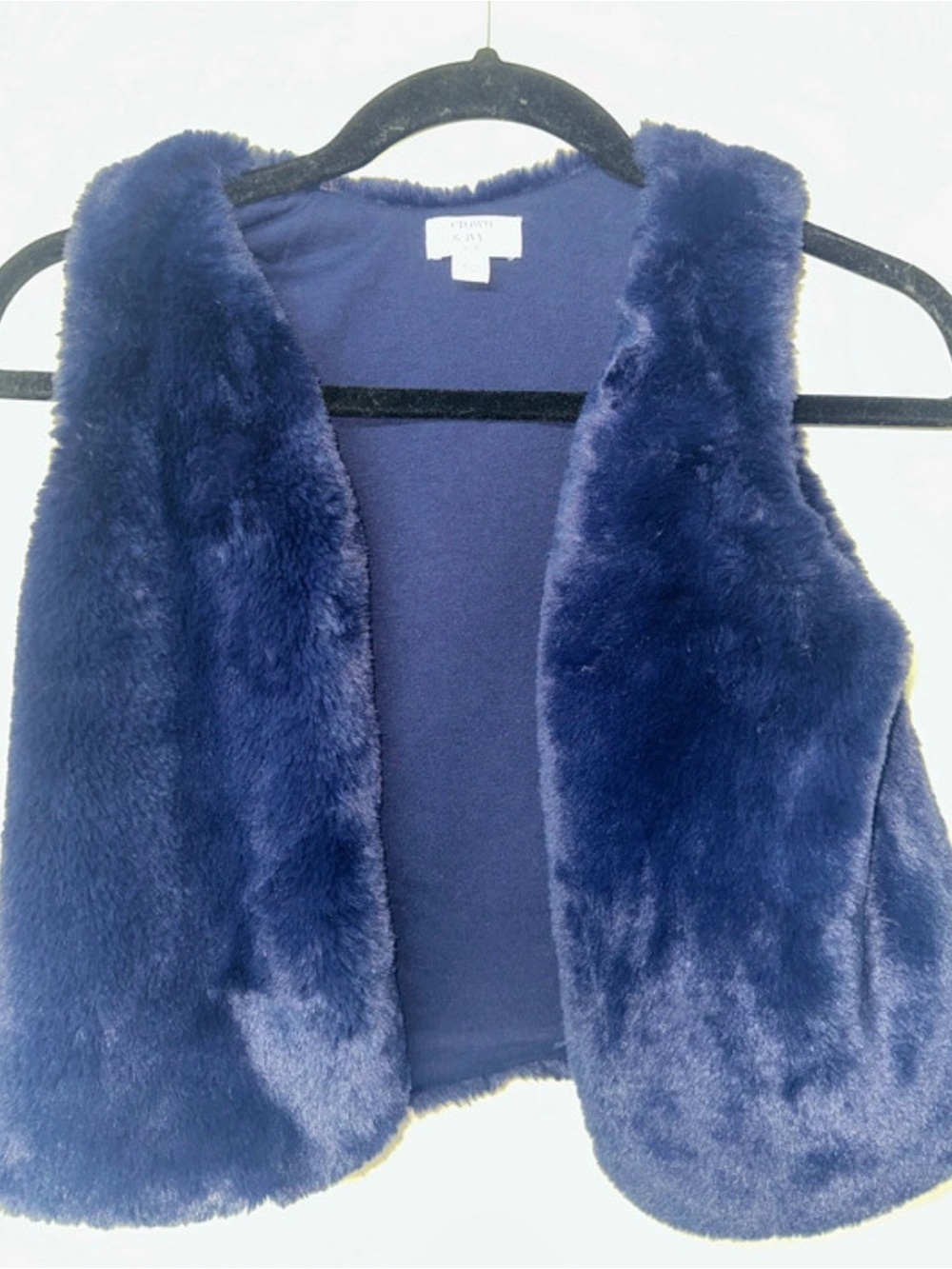 crown & ivy Plush Navy Faux Fur Vest for Kids